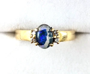 18 Karat Gold Felsbrocken Opal und Diamant Akzent Ring, Größe 5,75 - Bild 1 von 7