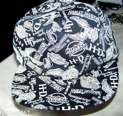VNTG 80s 90s RARE Harley Davidson All Over Print Snapback Hat Cap Bar & Shield - Image 1 of 4