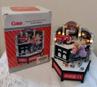 Enesco Vintage Music Box Wind-up Coca Cola American Diner 1995 Plays Music... - Image 1 of 4