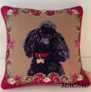 Black Poodle Dog Needlepoint Pillow 14"x14" NWT - Picture 1 of 1
