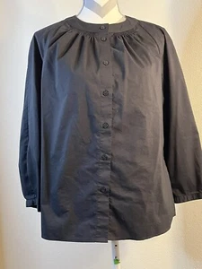 WORTHINGTON Stretch Womens Black Button-Up Long Sleeve Gathered Blouse Sz L - Bild 1 von 7