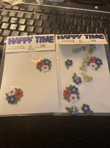 Vintage Appliqués Embroidered Flowers 2 Packs Patches Happy Time - Picture 1 of 3
