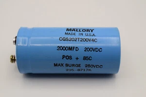 Mallory CGS Series CGS202T200V4AC 2000 MFD 200 VCD Capacitor - Picture 1 of 2