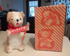 Teddy Toothbrush RARE Vintage Toy Musical Wind Up Plush Colgate Promo w/ Box - Picture 1 of 13