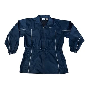 Vintage Reebok Windbreaker Jacket Women Size S Navy Blue Full Zip 90s Back Logo - Picture 1 of 10