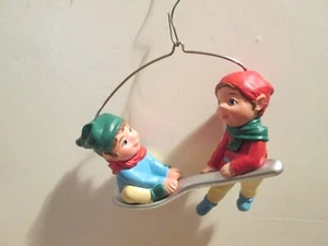 1990 PUNZE KARTEN ORNAMENT "LÖFFELREITER" 2 Elfen auf einem Silberlöffel - Bild 1 von 5