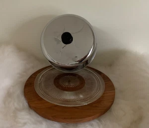 Vintage Chrome Aluminum Cake Saver w/ Metal Cover and Glass Plate - Picture 1 of 6