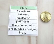 PERU, 5 centimos, 1998 unc, Km 304.1-3 (1997-1998), With Braille
