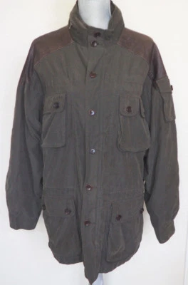 Chaqueta ORVIS Ejército Verde Militar Campo Ranger con Borde de Cuero Marrón - M - $550 Foto 1 de 4