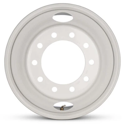 New 22.5x8.25 Hub Pilot White Steel Rim, 2 Hand Hole, 10 Lug Wheel - Image 1 of 4
