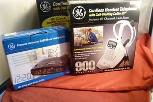 GE CORDLESS HEADSET TELEPHONE W/CALLER ID  PLUS GE CLOCK RADIO NOS VINTAGE - Picture 1 of 11
