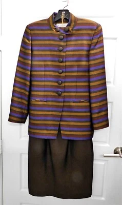 Traje Falda Christian Dior Vintage EE. UU. Rayas Talla 2 Foto 1 de 4