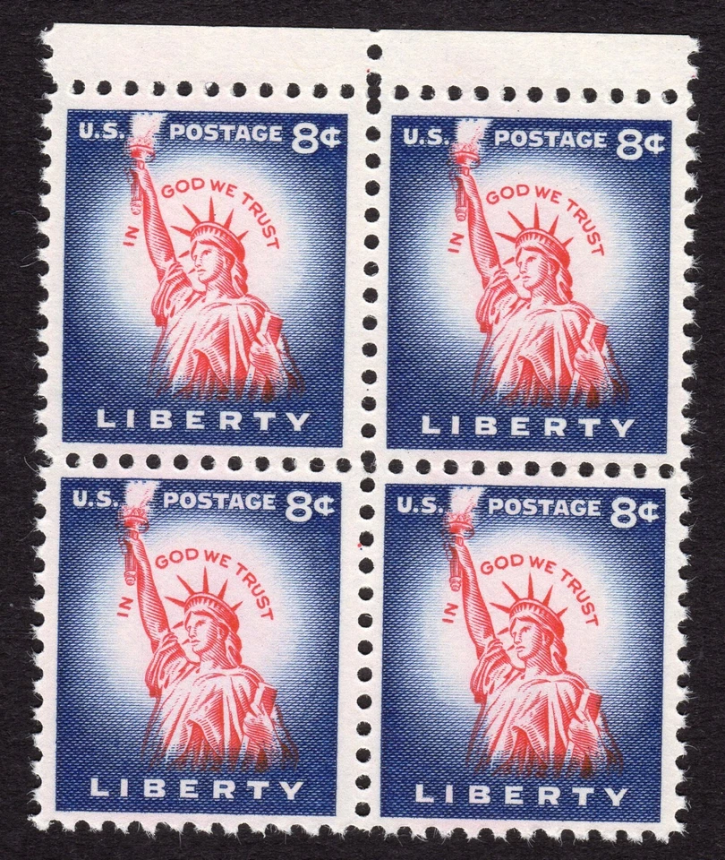 Scott #1041 Estatua de la Libertad 8c Bloque de 4 Estampillas - MNH Top Foto 1 de 1