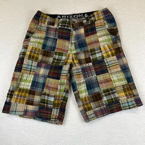 Arizona Madras Shorts Mens 34 Brown Multicolor Madras Quilted Camo Patchwork - Picture 1 of 9