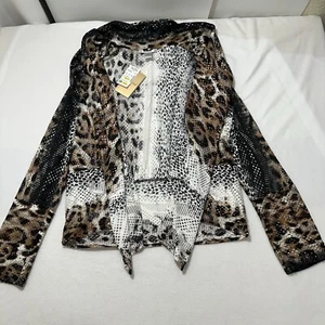 Mona Leah Couture Women's XL Brown Drape Open Front Long Sleeve Cardigan Top - Picture 1 of 12