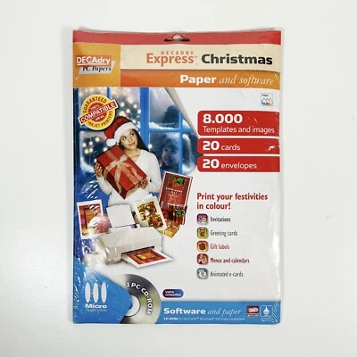 DECAdry Express Christmas Paper & Software Pack CD ROM Cards & Envelopes - NEW - Image 1 of 2