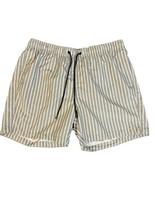 H&M Men’s Patterned Swim Shorts Green White Size XL - Picture 1 of 3