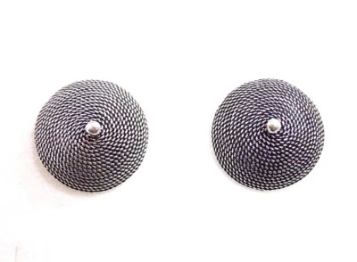 ORECCHINI CORBULA 1CM FILIGRANA SARDA IN ARGENTO BRUNITO GIOIELLI SARDI BOTTONE - Immagine 1 di 2