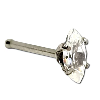 Naso Borchia Taglio Ovale Zircone 20g (0,8mm) Marquise Cut Artiglio Set Spill... - Immagine 1 di 4