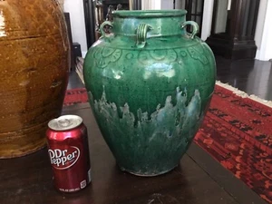 AUTHENTISCHE ANTIKE CHINESISCHE DUNKELGRÜNE KERAMIK MARTABAN GLAS/TOPF SCHÖN! - Bild 1 von 10