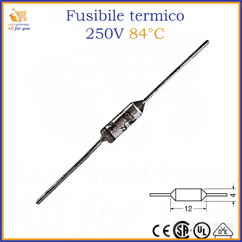 Fusibile termico termofusibile fusibili termici 10A 250V 84 gradi termofusibili - Immagine 1 di 1
