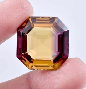 Gemme Ametrina Bolivia Ametrina Naturale Impeccabile 13x13 Bicolore Non Trattate Certificate GIT - Foto 1 di 7