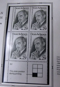 Scott #2755 29 cent Dean Acheson Statesman - Plate Block  Mint MNH lower left - Picture 1 of 1