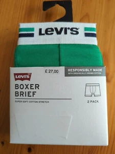 Levi's New 2x Boxer Brief Super Soft Cotton Size XL 36-38 RRP £27 Green & Blue - Picture 1 of 10