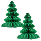 2 Pcs Paper Christmas Tree Honeycomb Centerpiece Table Decoration Hanging Tissue