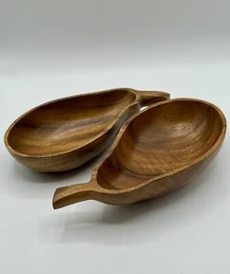 "Juego de 2 cuencos de madera vintage Monkey Pod de 9,5"" hechos a mano - Filipinas" - Imagen 1 de 4