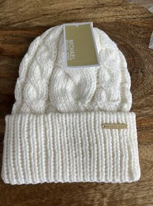 NWT Michael Kors White Cable Knit Beanie Retails $48 - Picture 1 of 3