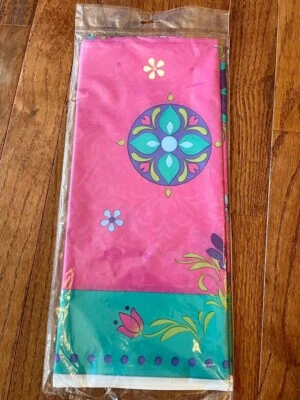 Frozen Party Tablecloth, Plastic, 54 x 96", Pink Purple Teal, New in Package! - Image 1 of 3