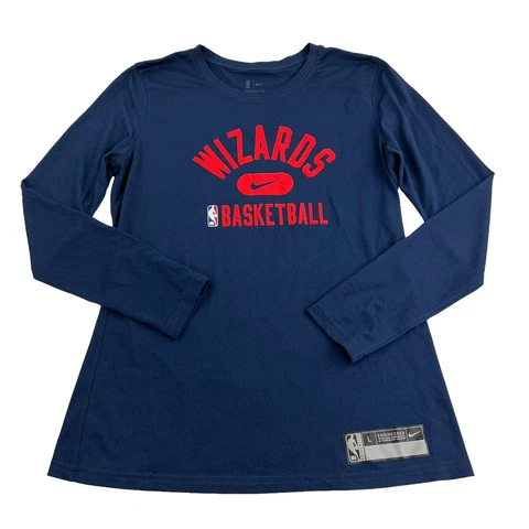 Nike Washington Wizards T-Shirt Women's Large DRI-FIT Blue Long Sleeve Slim Fit Cover