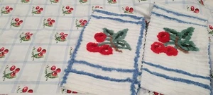 Daisy Kingdom Pillow Square CHERRY STRIPE 19" Square Cotton Chenille - Picture 1 of 2