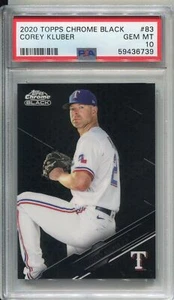 Topps Chrome Black 2020 Baseball Base #83 Corey Kluber PSA 10 - Picture 1 of 2