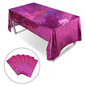 6pcs Iridescent Purple Tablecloth Party Decor Holographic Purple Glitter Cover - Picture 1 of 10