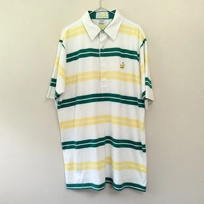 Camisa polo vintage Masters Golf a rayas manga corta retro para hombre XL Foto 1 de 4