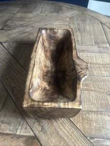 Wooden Hand Carved Serving Bowl Dark Wood 15”x7.5”x3 - Picture 1 of 12