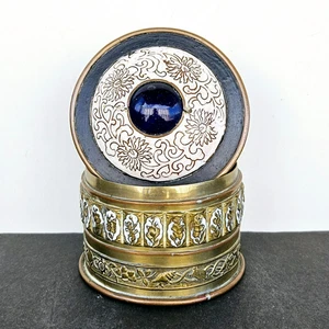 Vintage Chinese Brass & Cloissone Enamel Trincket Box - Picture 1 of 12