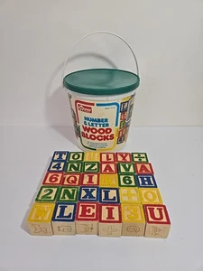 Connor Preschool Number Letter Wood Blocks 30 Count Vintage 1987 - Picture 1 of 8