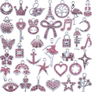 Silver-Tone Rhinestone Charms Set for DIY Jewelry Making - 36 PCS Assorted Me... - Picture 1 of 7