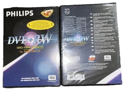 4 x PHILLIPS DVD+RW 120min 4.7GB 1-4X NEW SEALED  - Image 1 of 2