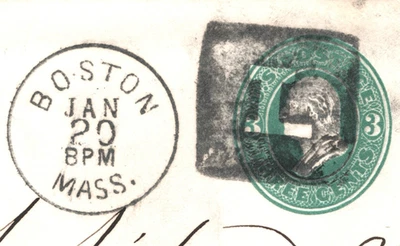 USA Cover INTAGLIO *L* BLOCK FANCY CANCEL Boston Mass 3c Postal Stationery YH437 - Image 1 of 4