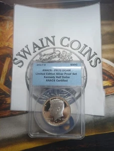 S Kennedy Silver Half Dollar Anacs Pr70Dcam 2017 edición limitada juego de prueba EF121 - Imagen 1 de 3
