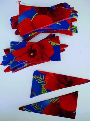192 Pc Royal Poppies Floral Fabric Scrap Pieces / Fabric Strips, Quilt Fabric - Image 1 of 3
