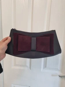 Coast Black Clutch Bag With Burgundy Velvet Bow Front Detail - Picture 1 of 6