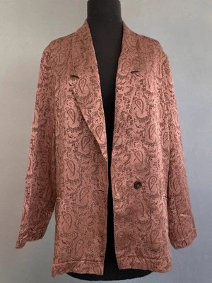 Chaqueta FREE PEOPLE Talla XS Jacquard Paisley Rosa Sedosa Manga Larga Para Mujer’s Foto 1 de 4