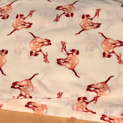 Vintage Knit Fabric Siamese Cats Cream Color Red Print Sewing Apparel Stretch - Image 1 of 3