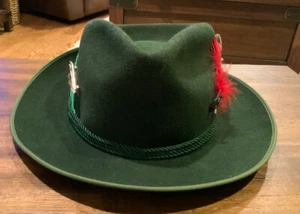 Tamaño de cabeza extra pequeña 21.25 verde Alemán Original Lemberg Hat Wiesbaden Alemania! - Imagen 1 de 5