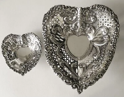 Plato de caramelo vintage Gorham Chantilly PLATA ESTERLINA GRANDE EN FORMA DE CORAZÓN #965 Foto 1 de 4